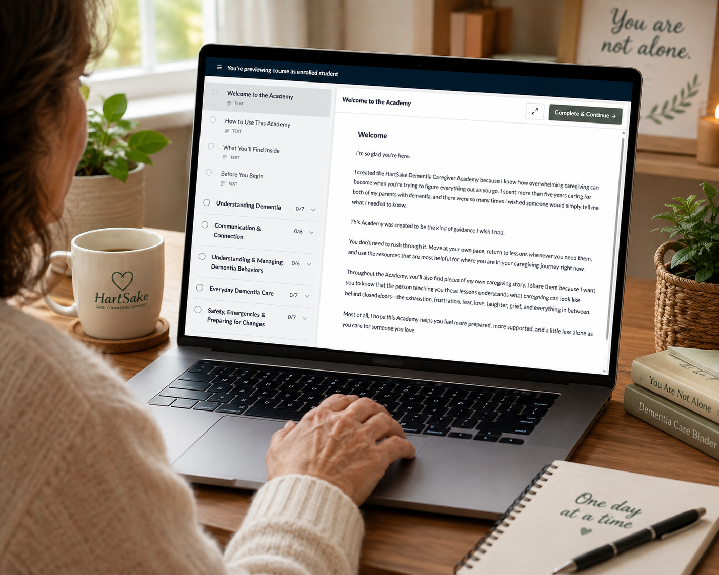 HartSake Dementia Caregiver Academy online course providing practical dementia care education, real-life caregiving guidance, and supportive resources for family caregivers caring for a loved one with dementia.