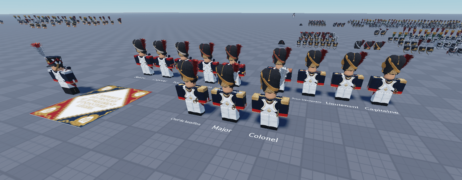35 French regiment assets for Napoleonic Roblox games