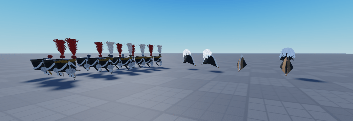 Roblox Saxon Napoleonic headgear pack with multiple shako variants
