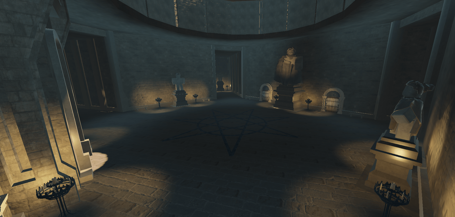 Roblox desert map with tombs, offices, statues, and halls