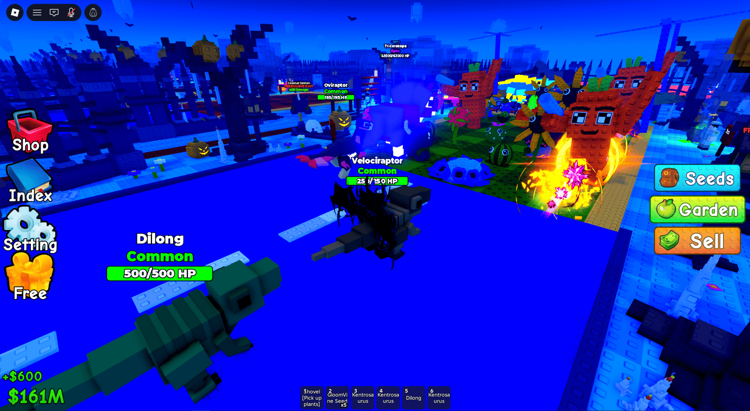 Plant collection system in Roblox dinosaur game