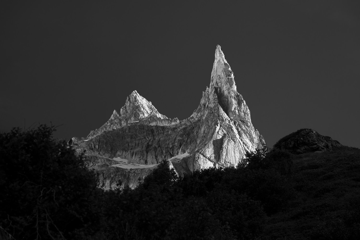 France Landscape Photography Dibona Aiguille French Alps spire mountain epic dramatic 1 black and white_1