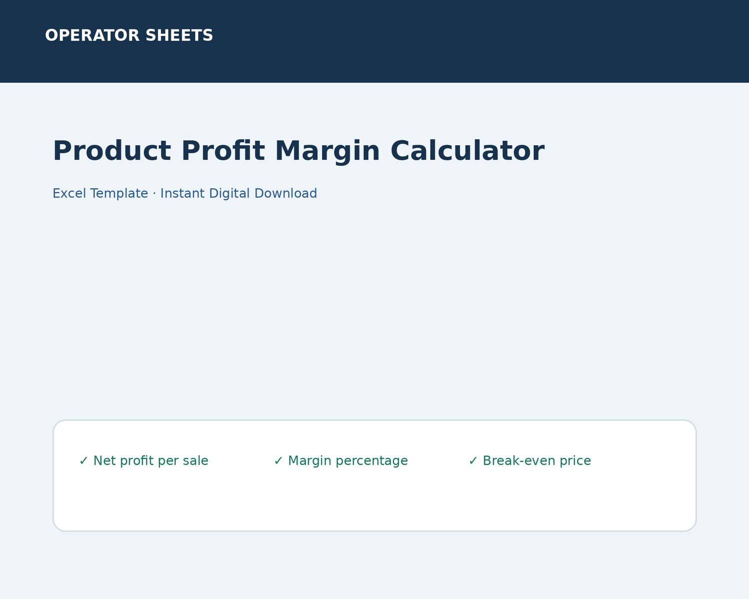 Product profit margin calculator Excel template