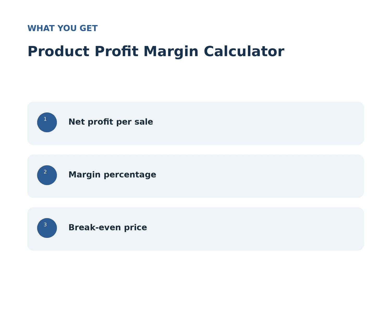 Product profit margin calculator Excel template — screenshot 2