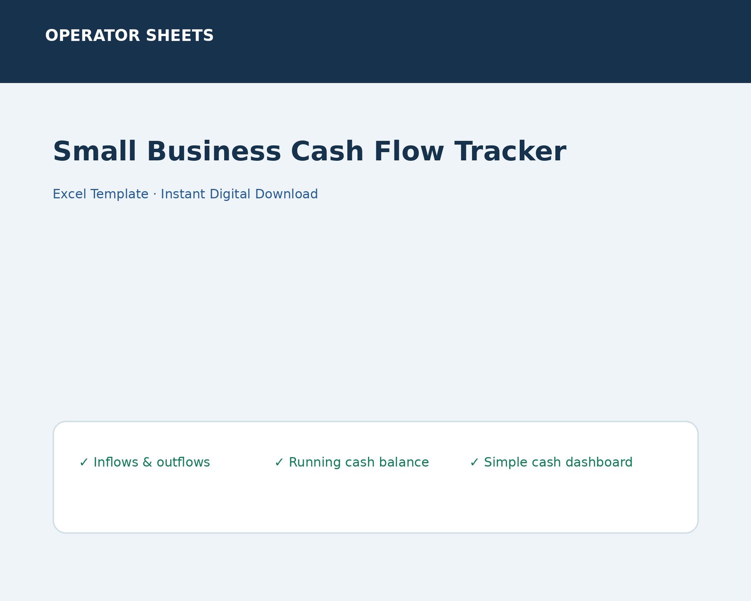 Small business cash flow tracker Excel template dashboard