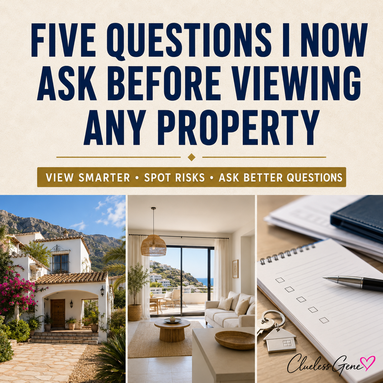 Illustrated cover for Five Questions I Now Ask Before Viewing Any Property