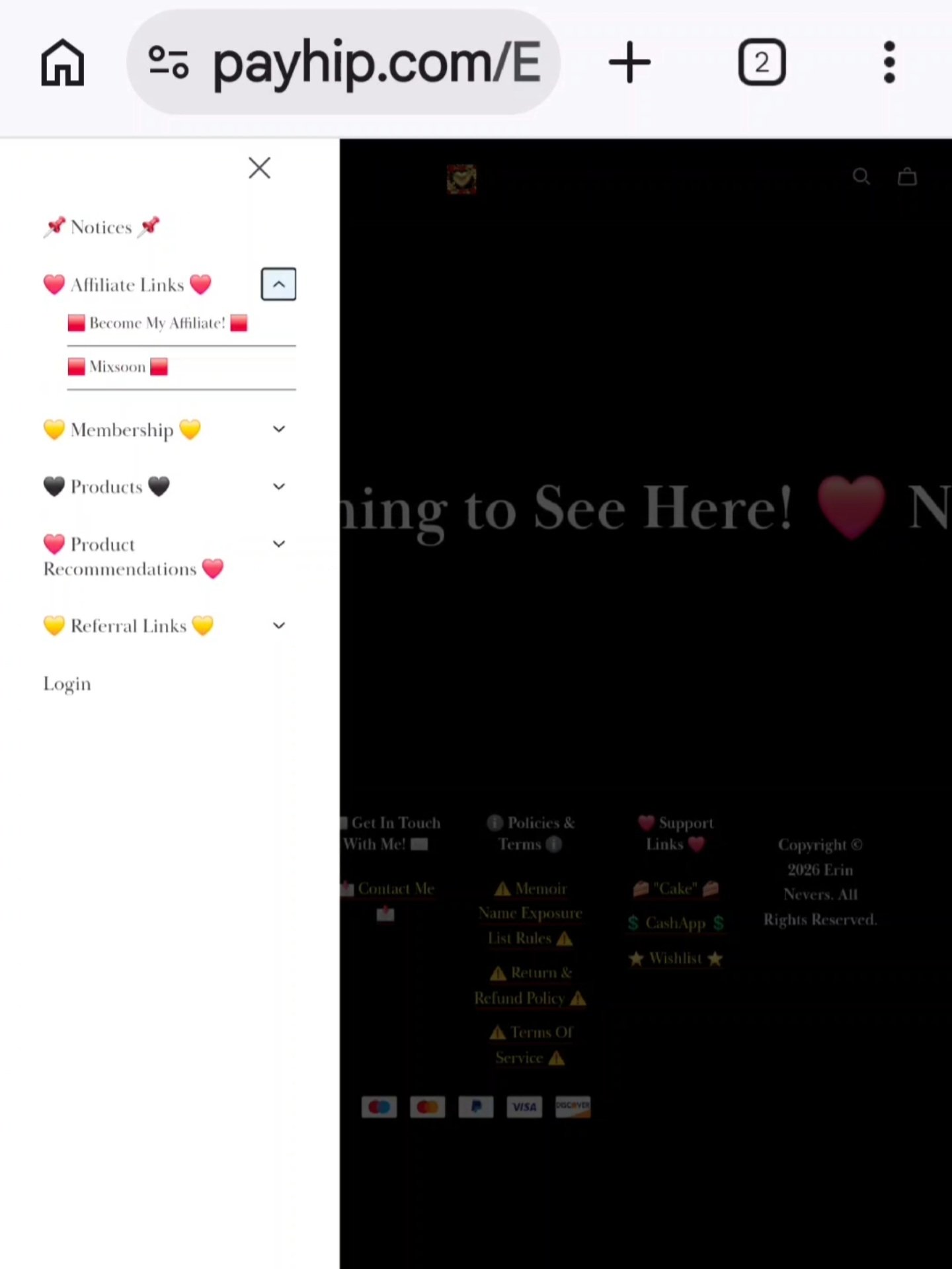 Tapping the arrow itself reveals the dropdown pages.