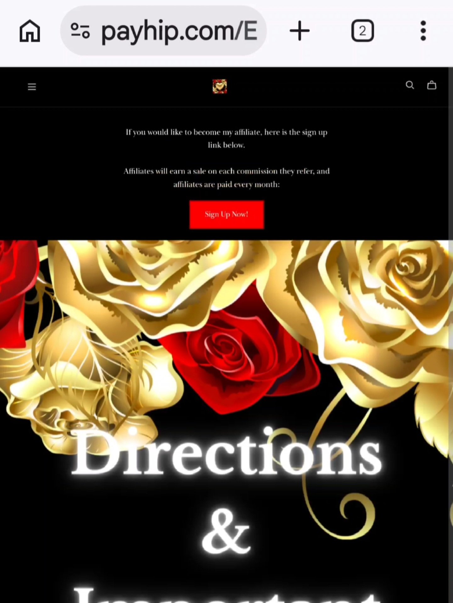 Erin Nevers revealed the landing page she was redirected to after tapping a dropdown page.