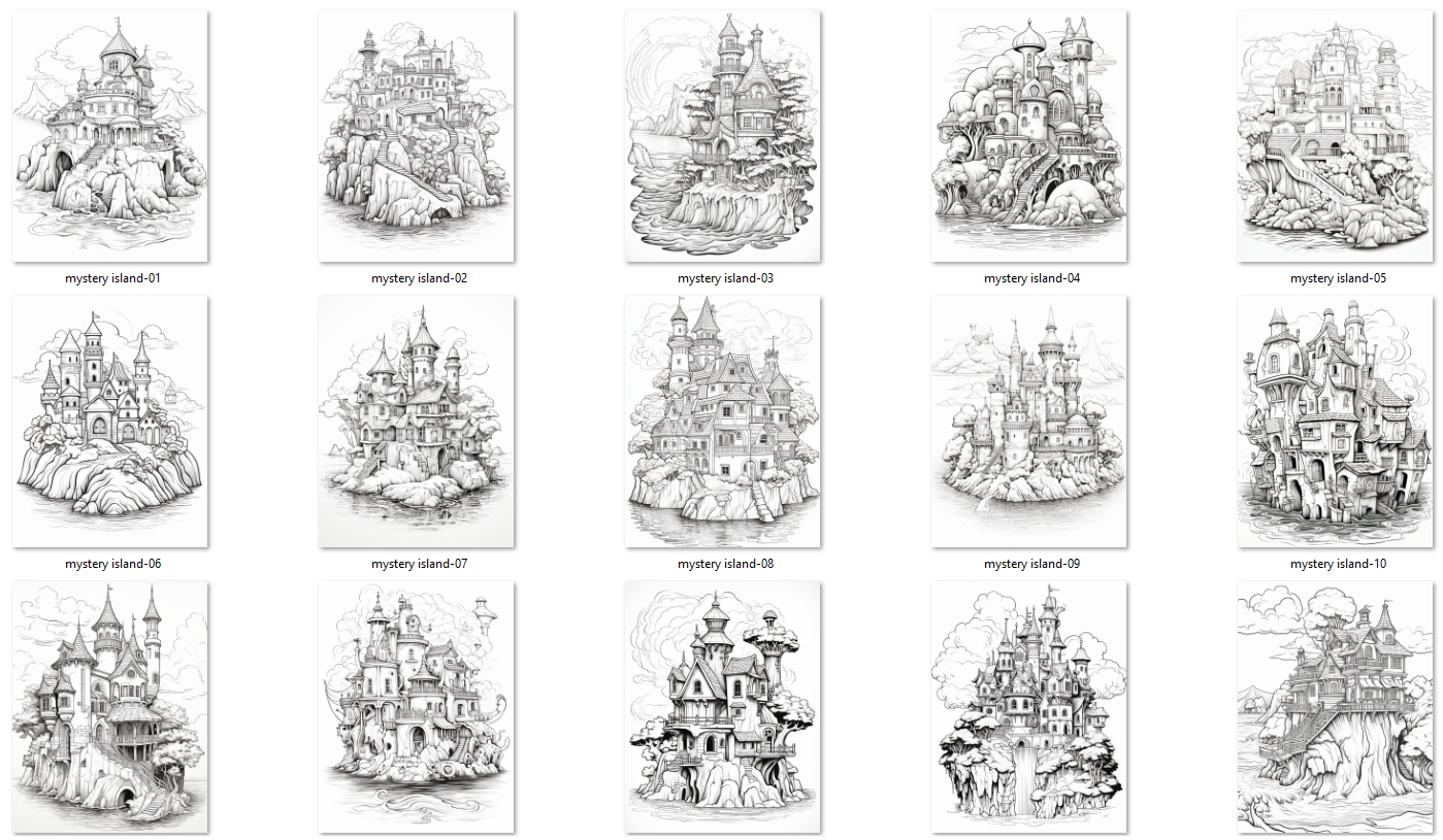 Mystery Island Coloring Pages for Adults