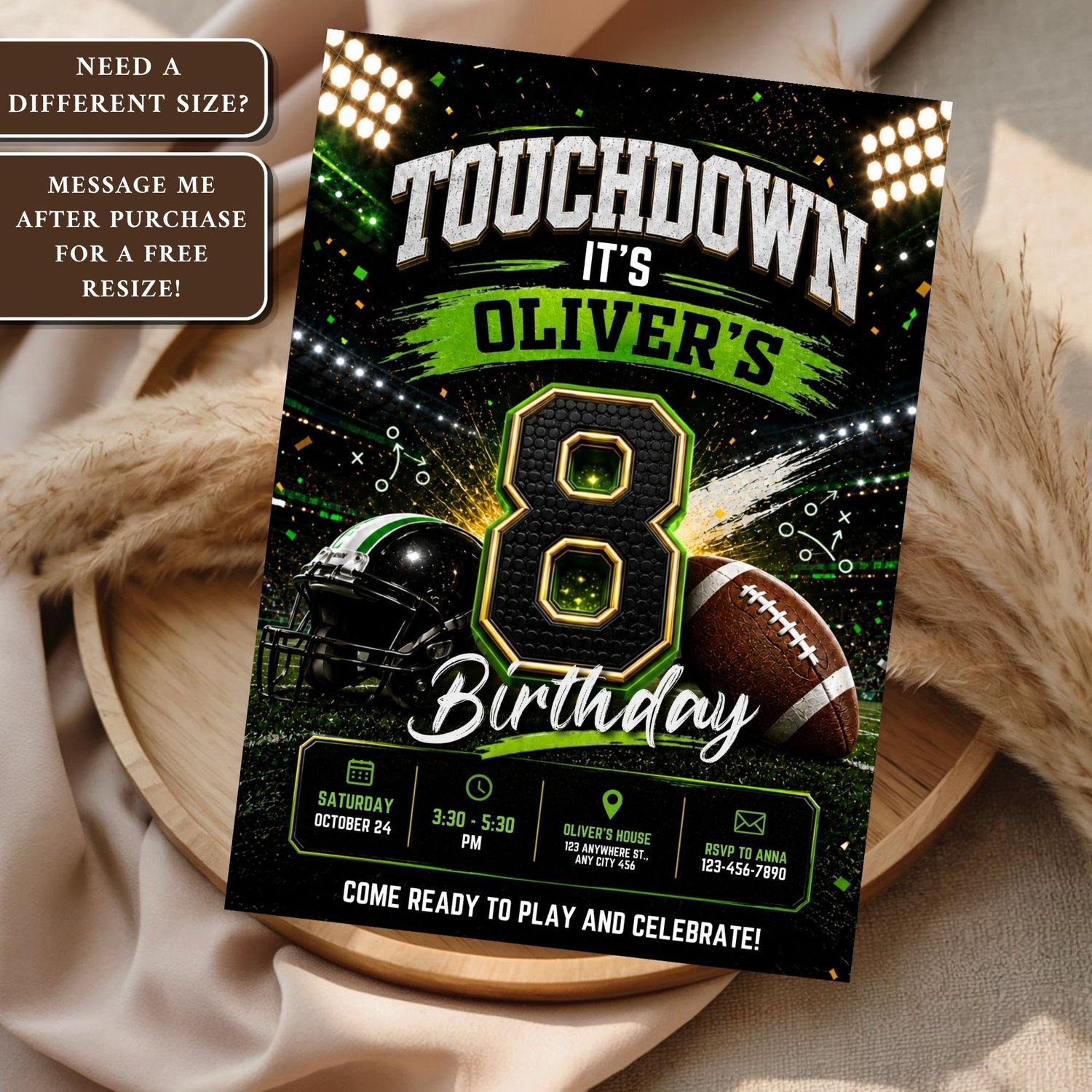 American football birthday invitation digital download for kids