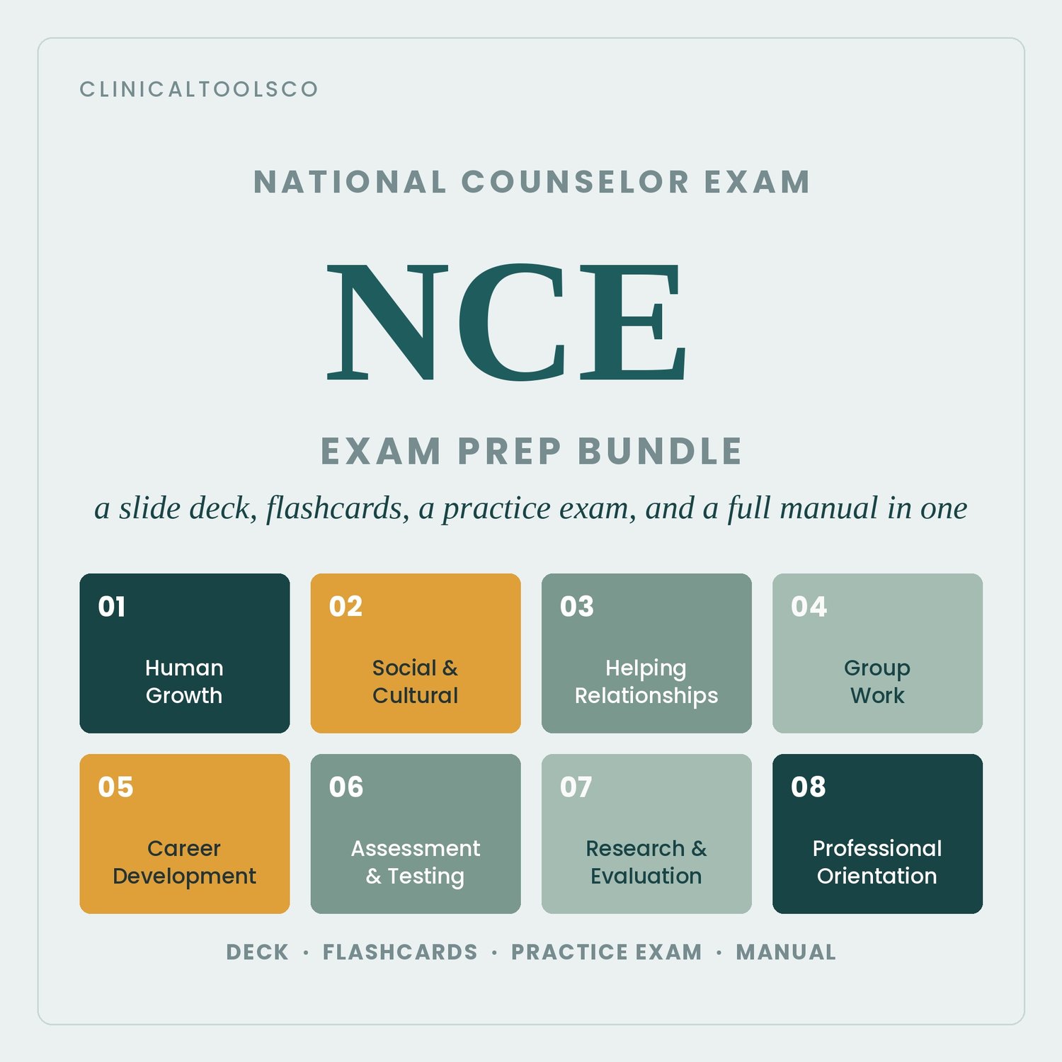 Cover of NCE Exam Prep Bundle 2026, Practice Questions and Study Deck