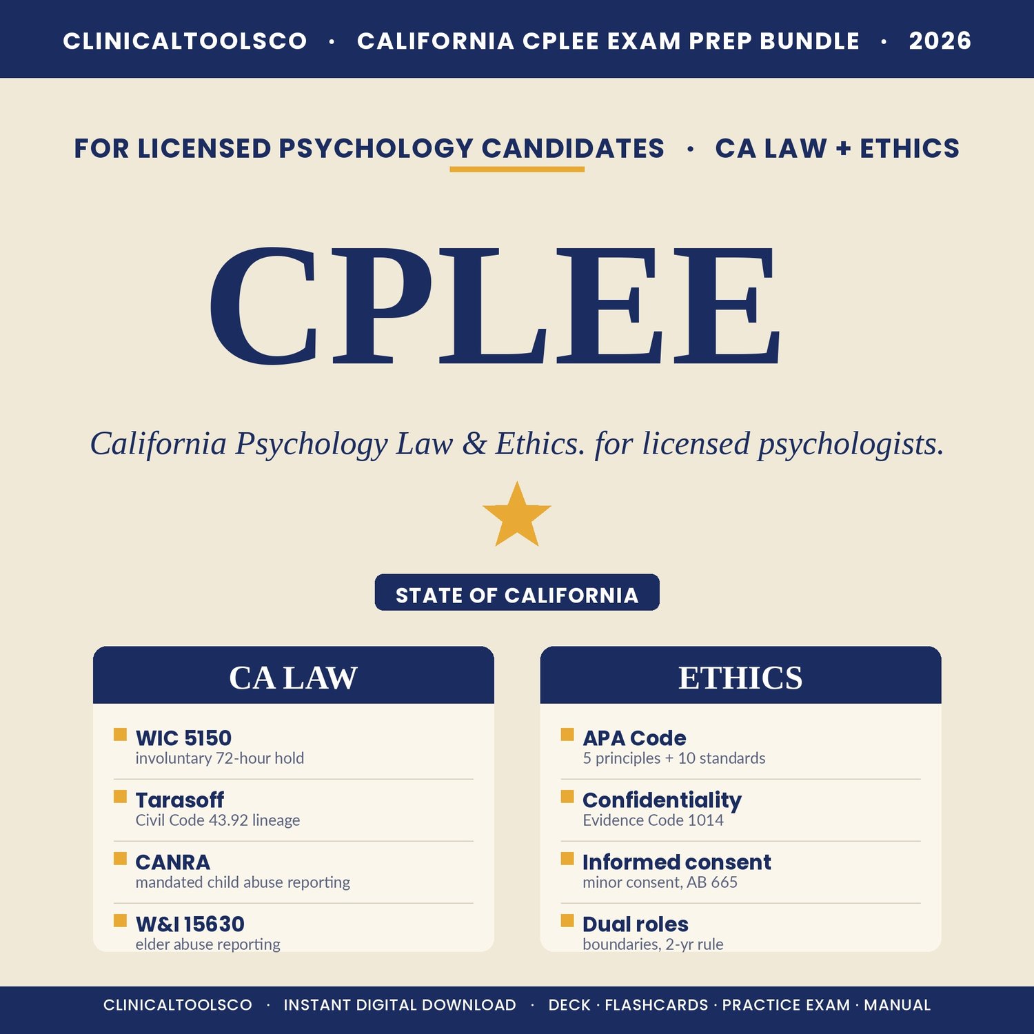 Cover of CPLEE Exam Prep 2026, California Psychology Law and Ethics