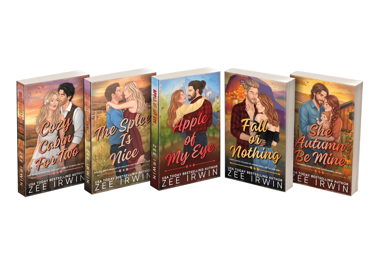 Zee Irwin's collection of Alphas Fall Hard books, perfect fall steamy small town romance reading.