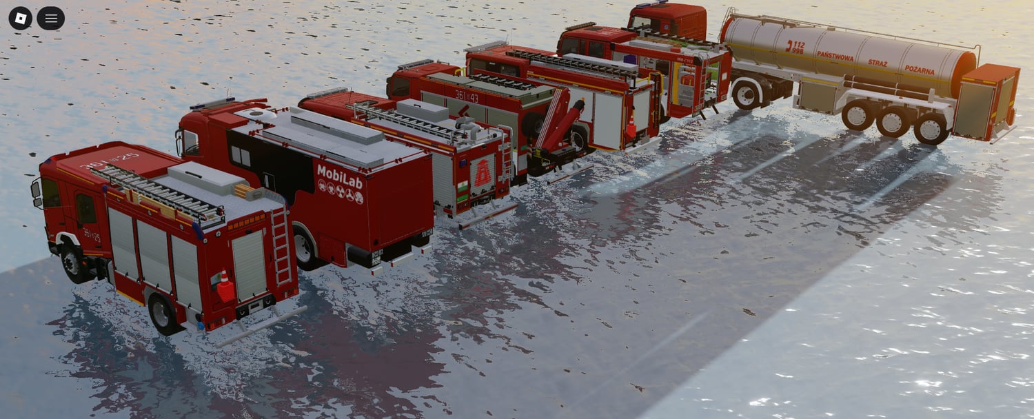 Detailed emergency service trucks for Roblox driving games