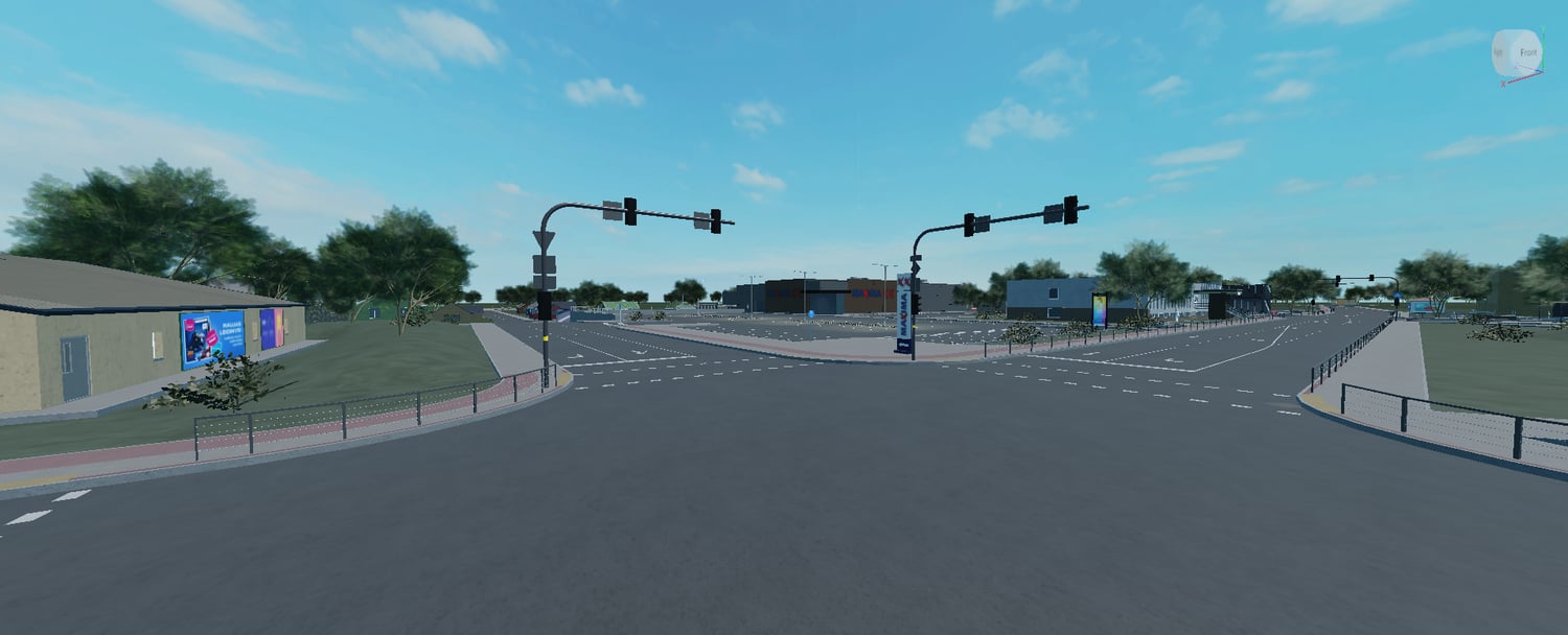 Roblox city map featuring detailed roads and street signs