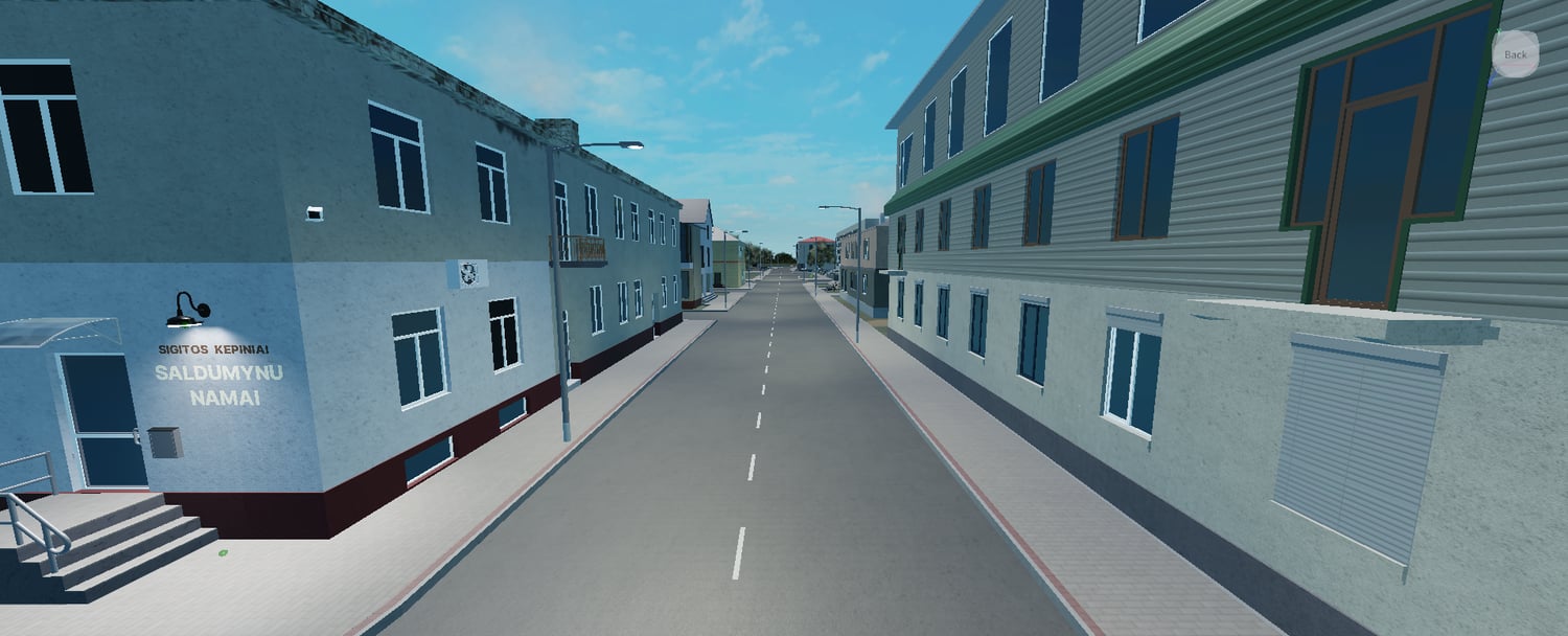Raseiniai city streets with traffic signal intersections in Roblox