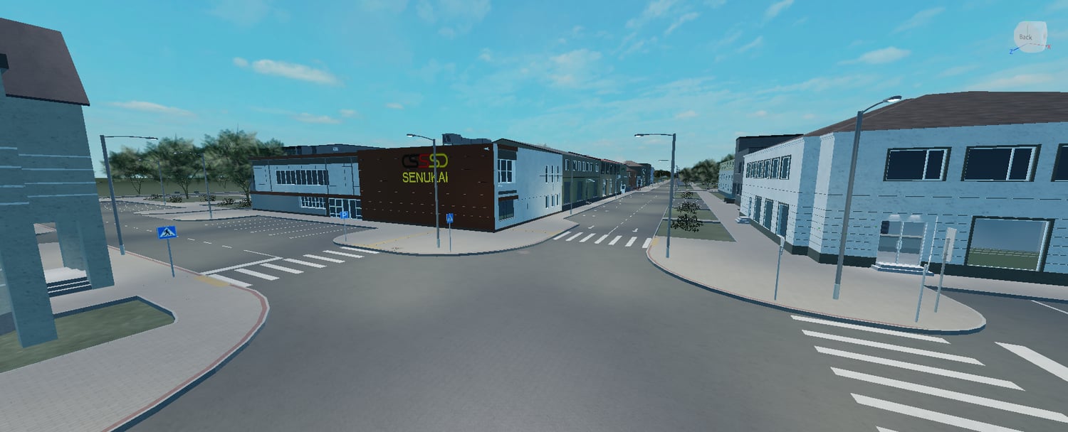 Raseiniai Roblox city map with detailed roads and traffic lights
