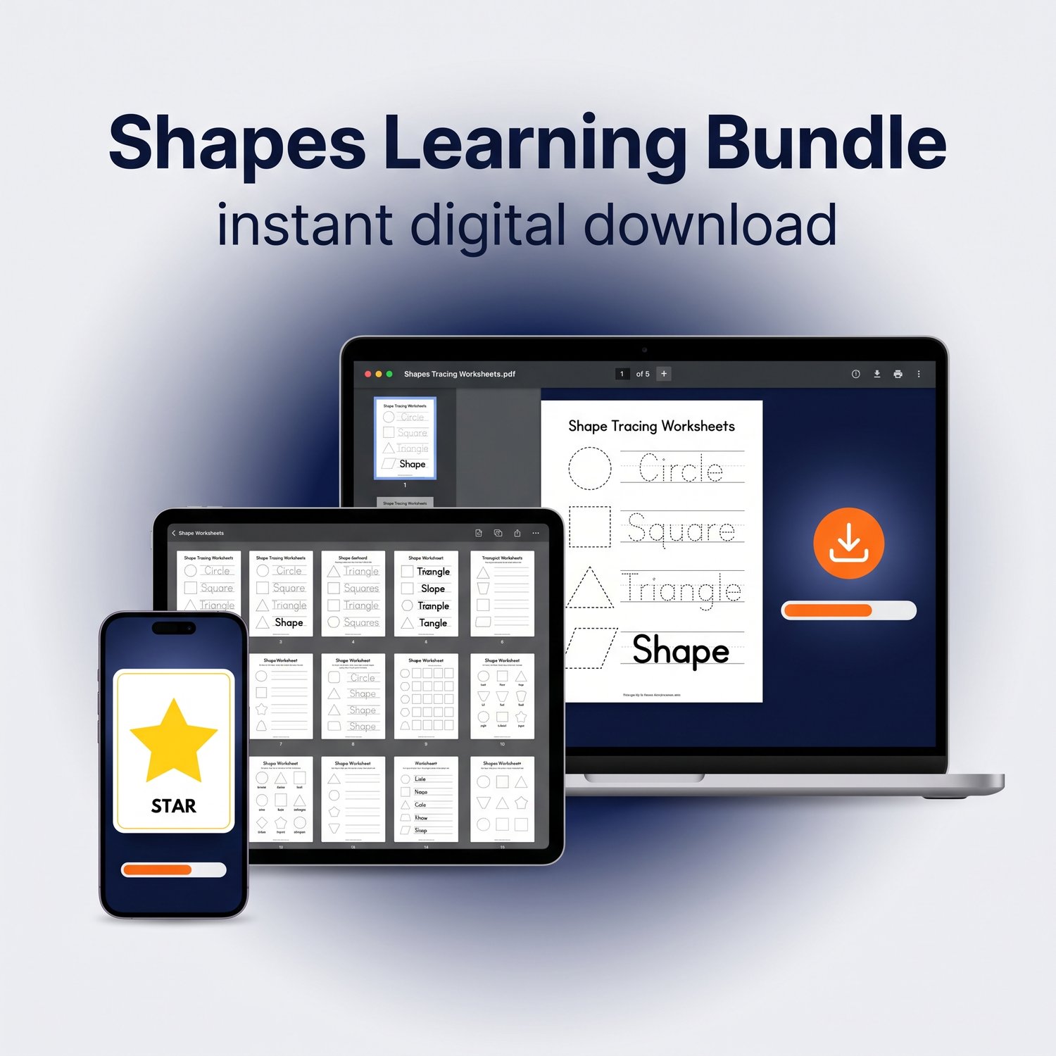 Printable shapes tracing worksheets for preschool kids