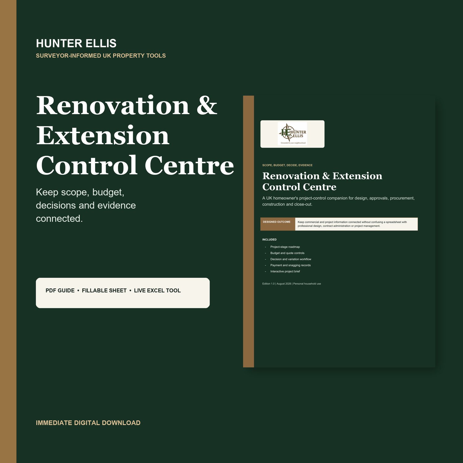 Renovation & Extension Control Centre Hunter Ellis digital tool