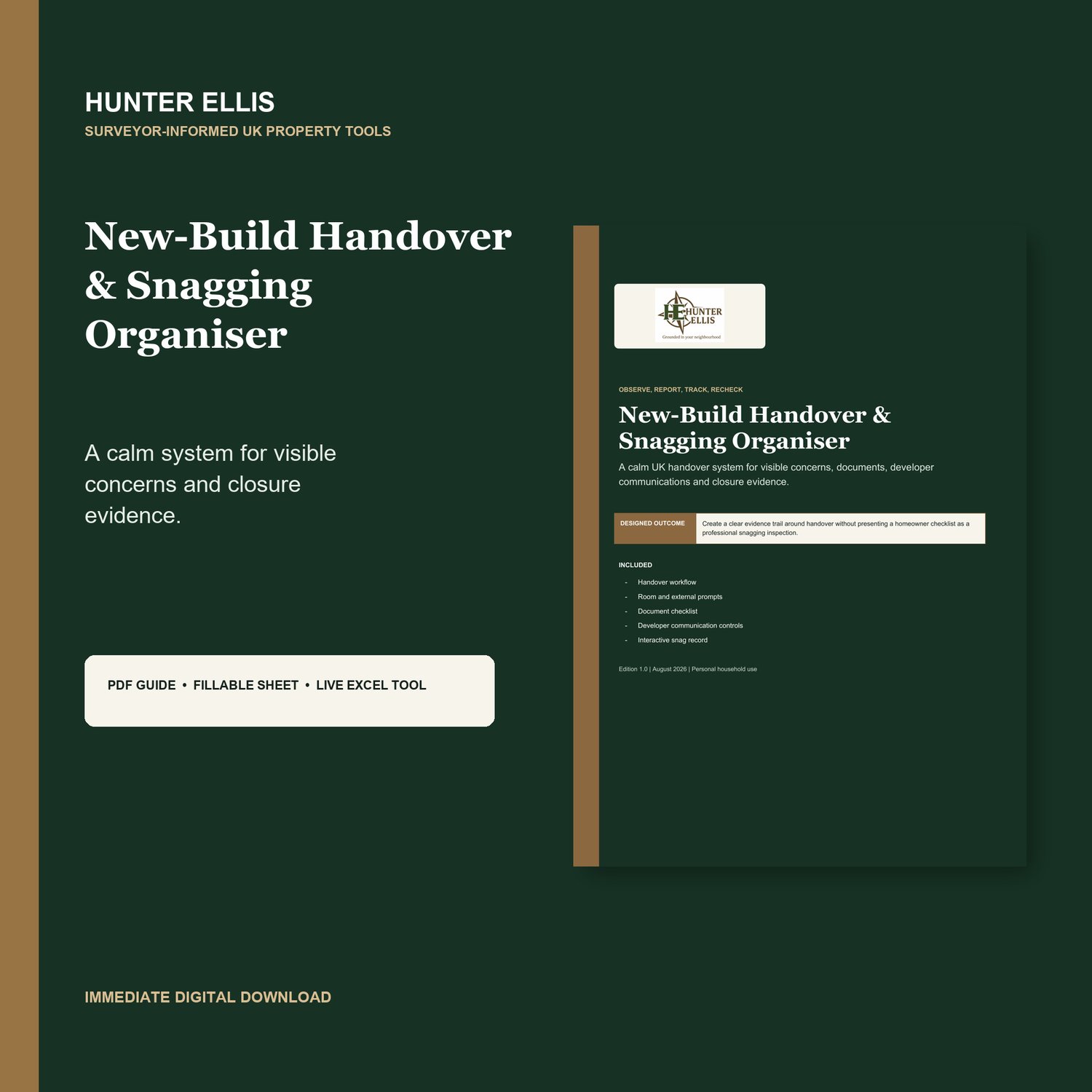 New-Build Handover & Snagging Organiser Hunter Ellis digital tool