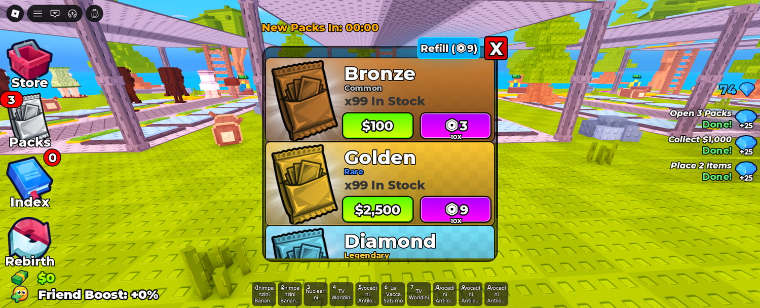 Card collection index system in Roblox simulator game