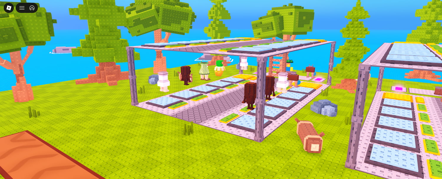 Spin A Card Roblox simulator map with multiple player plots