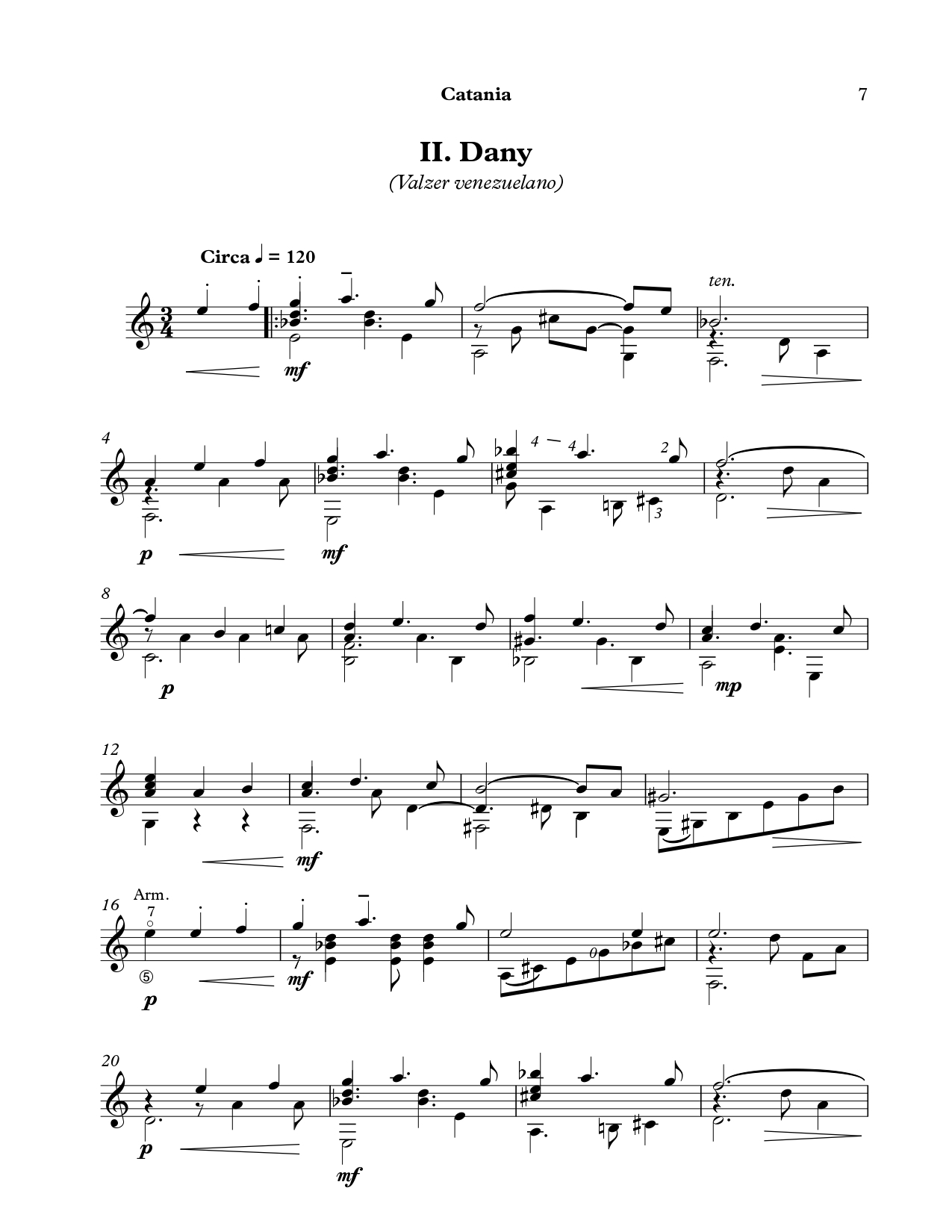 Catania Efrain Silva, Fonte Chiara, Dany Valzer Venezolano, Daniele Pidone, Chiara Cantore, Vals Venezolano Guitarra, Diptico Guitarra Sola, Contemporary Classical Guitar, Solo Guitar, Guitarra Sola, Advanced Classical Guitar, Sheet Music, Partituras Guit