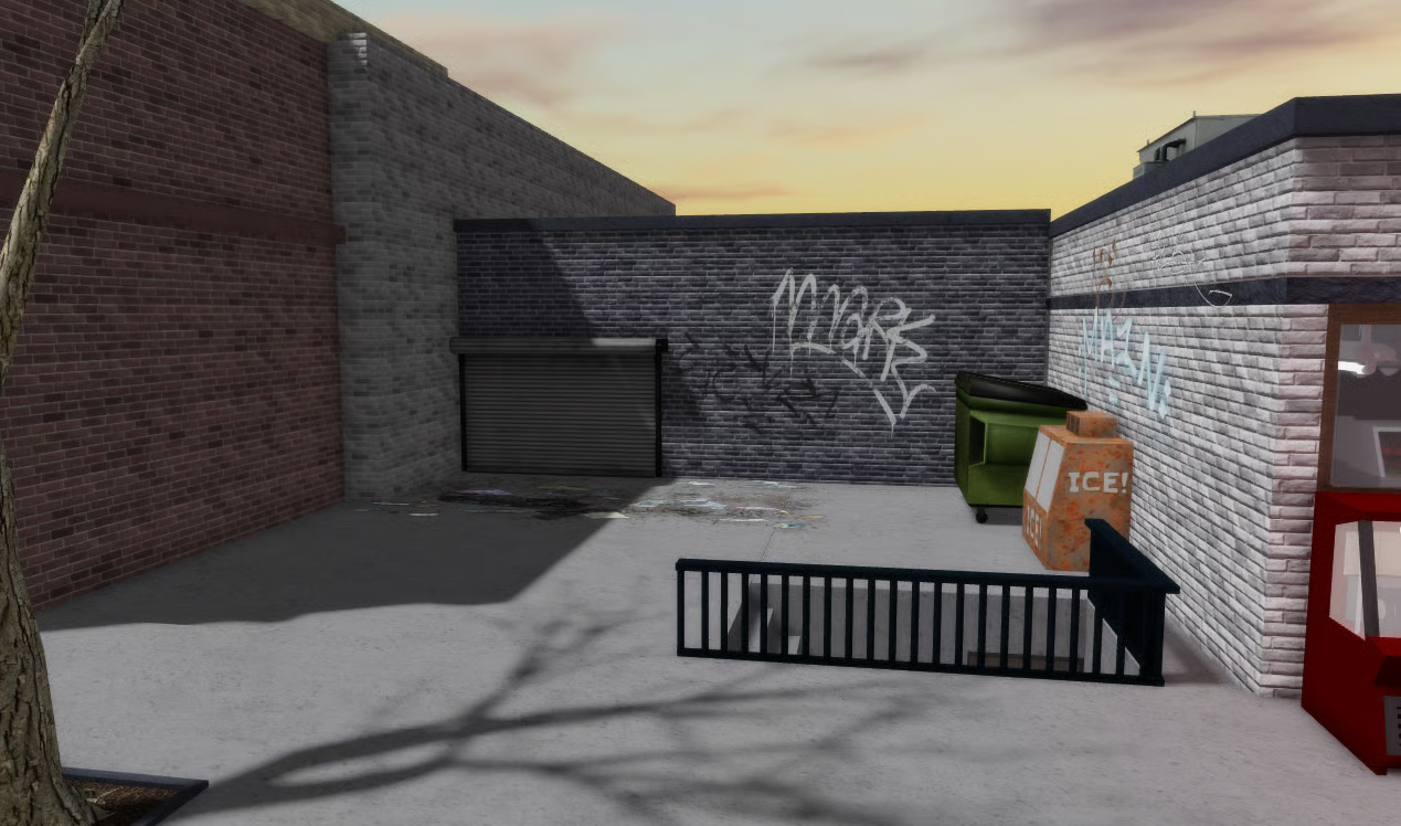 Roblox outdoor area with vending and ice machines