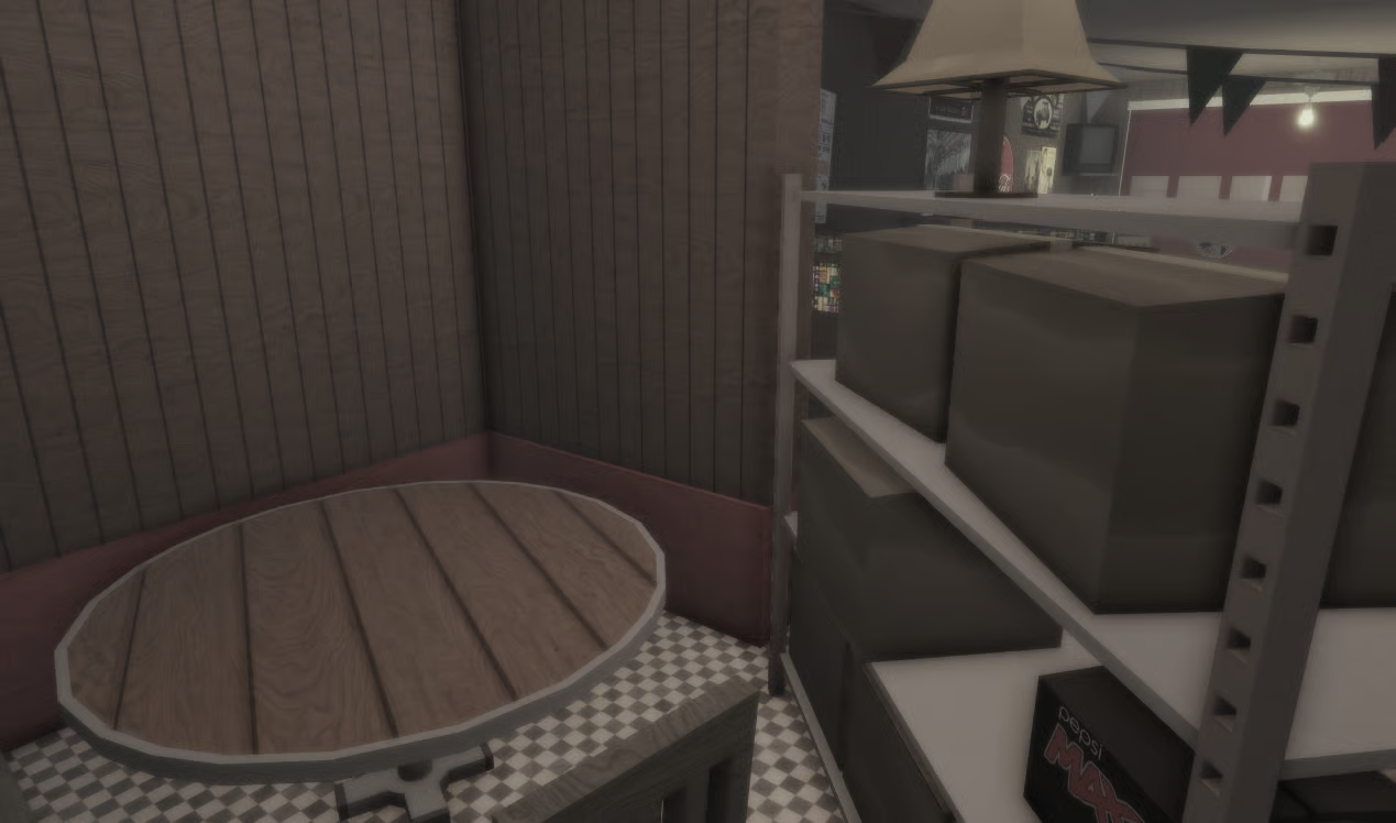 Vintage office room with desk and computer in Roblox