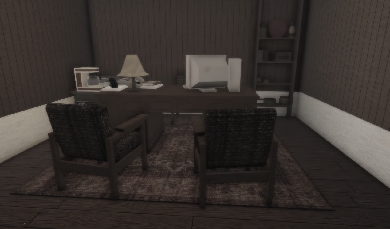 Vintage bar counter with chairs and tables in Roblox
