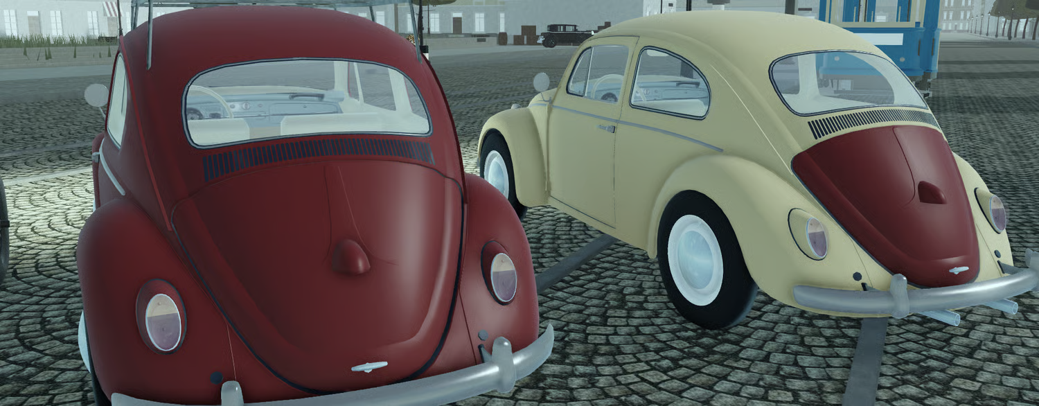Light yellow classic compact car in Roblox