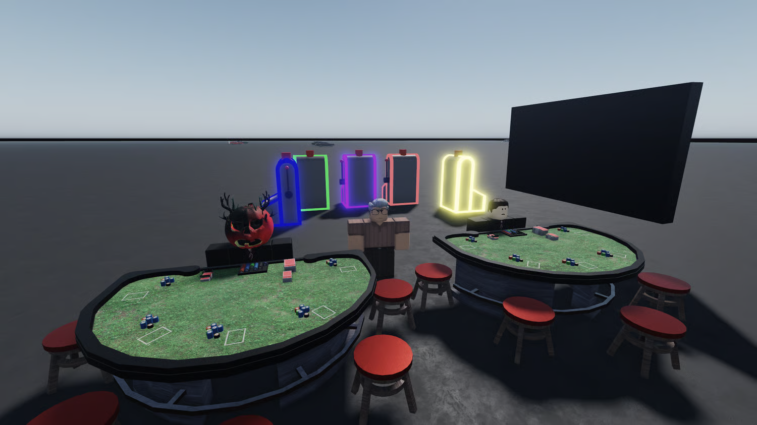 Multiplayer blackjack table with five player seating positions