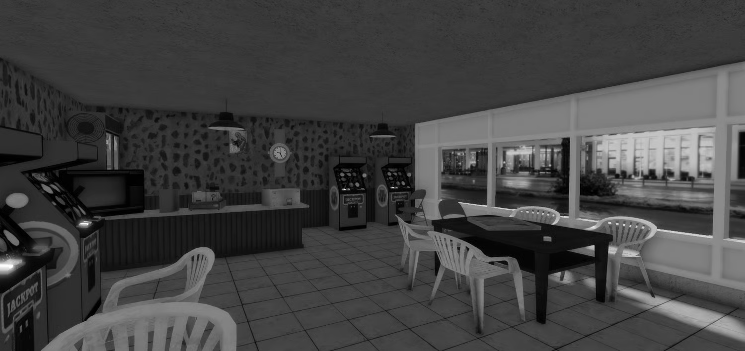 Jackpot machines and plastic chairs