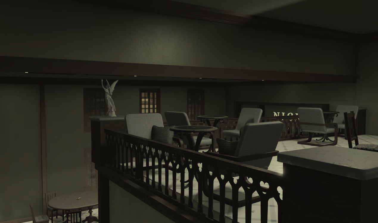 Upstairs pizzeria dining room