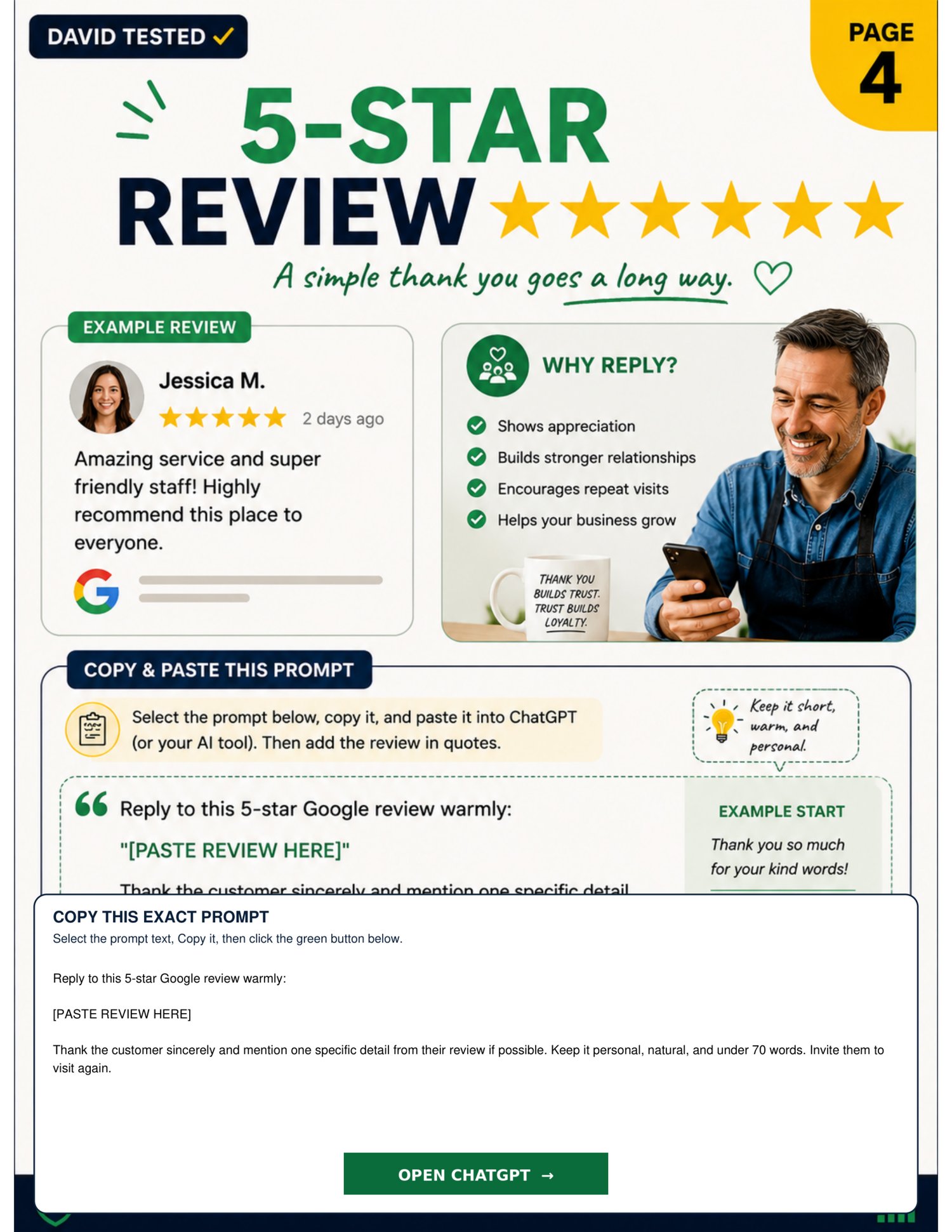5-Star Google Review Reply Prompt Example