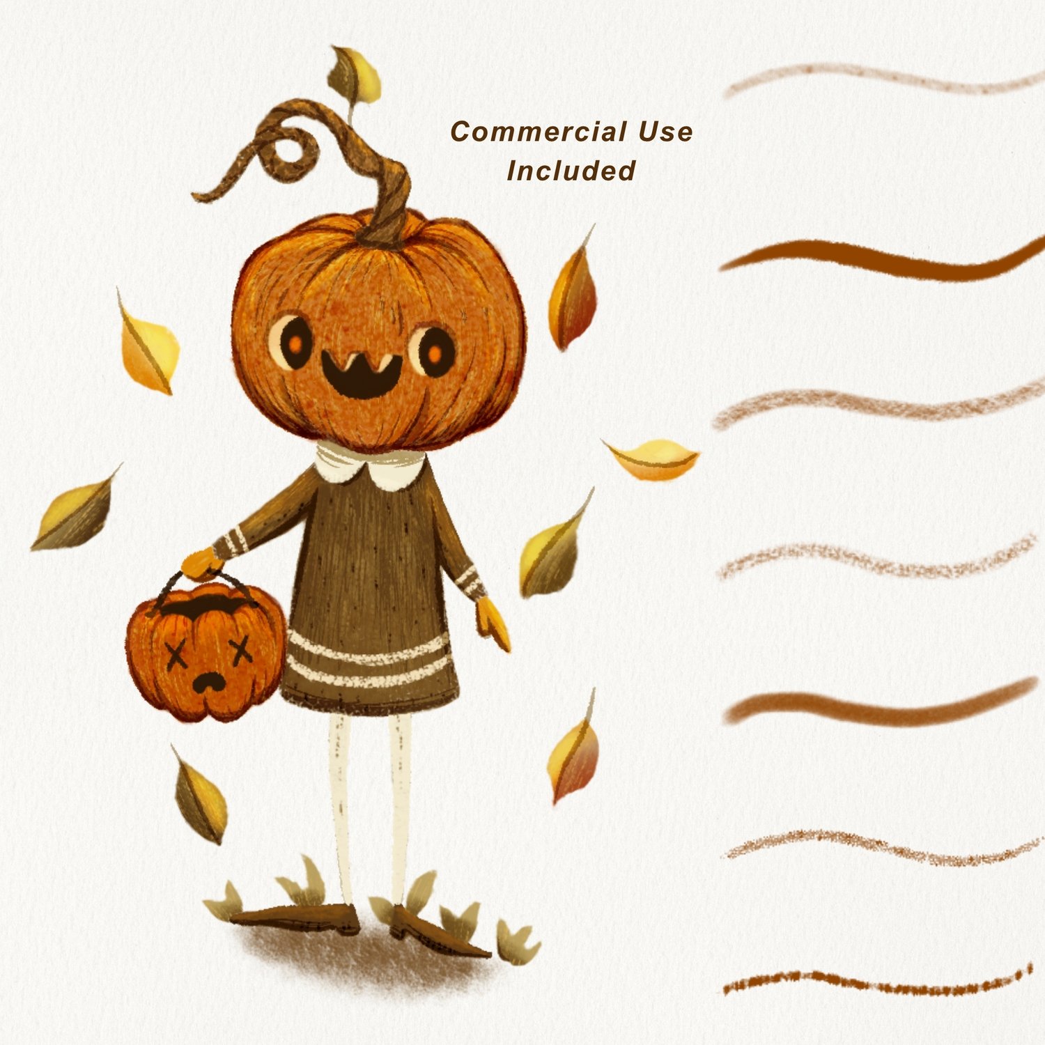 Procreate illustration brushes used for character design, sketching and expressive digital artwork