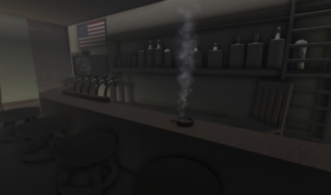 Interior bar with cigar smoke effect