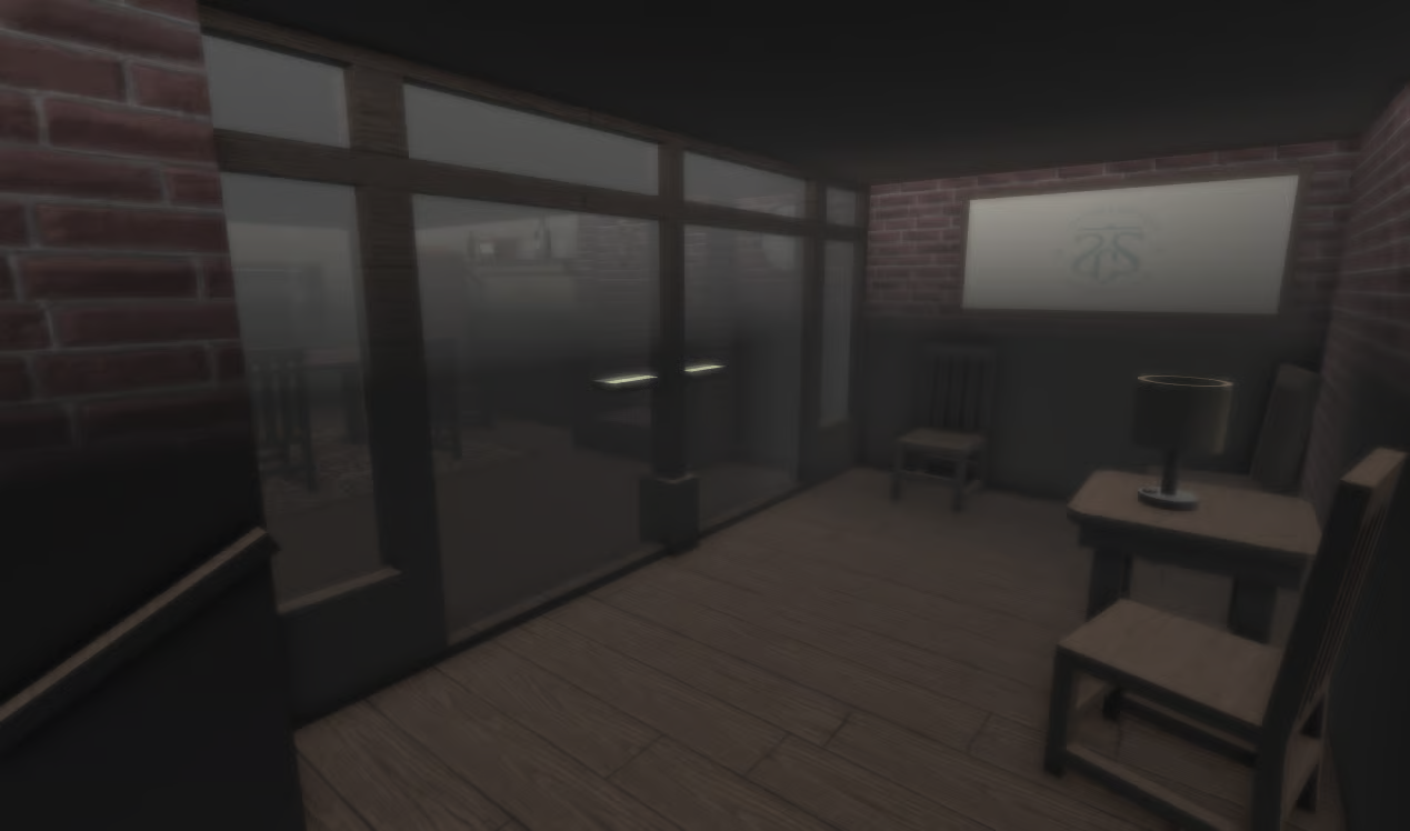 Rustic hideout room with glass doors