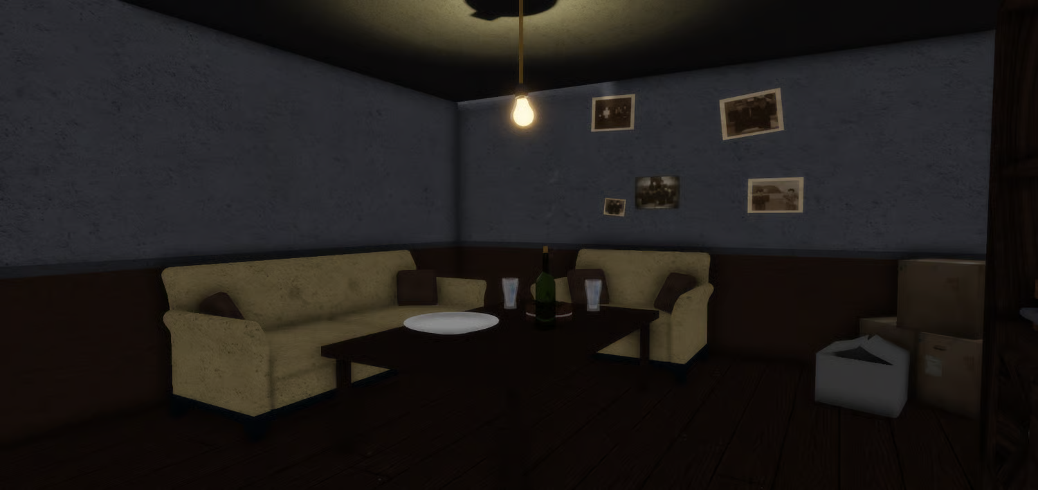Meeting room inside the pizzeria building