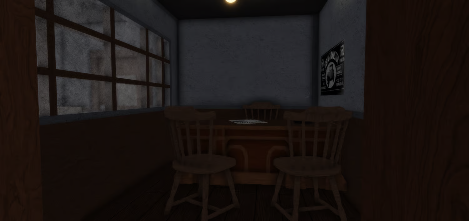 Pizzeria interior with customer table and seating