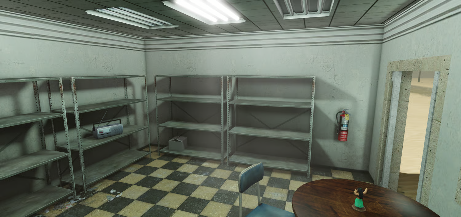 Detailed rustic Texas gas station in desert environment