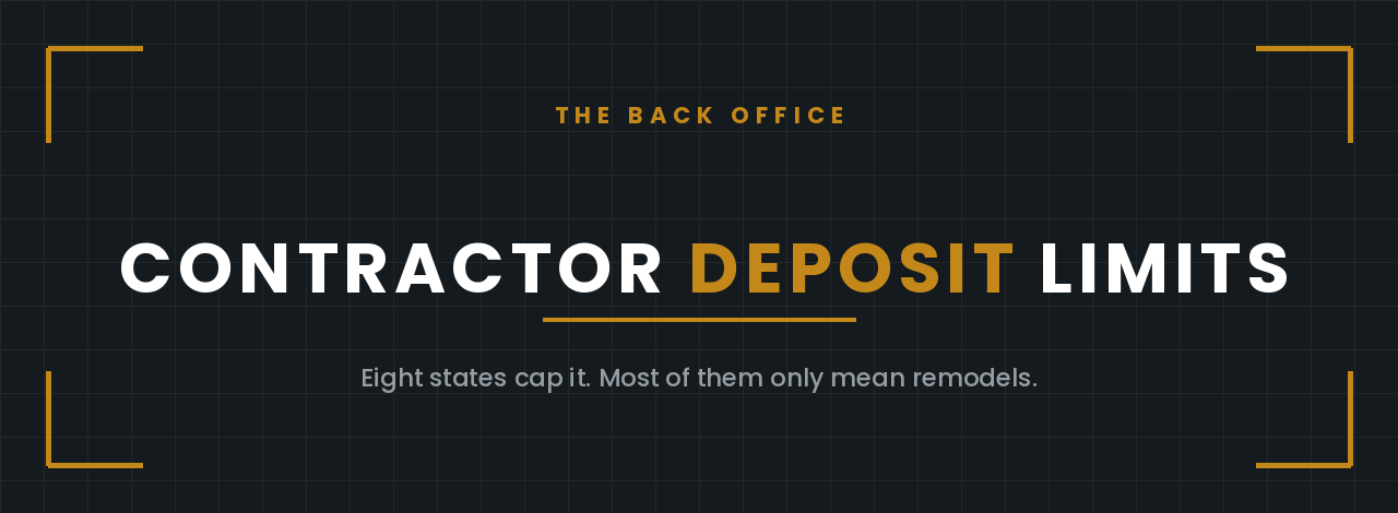 Contractor deposit limits by state — what a residential contractor can legally collect up front before work begins.