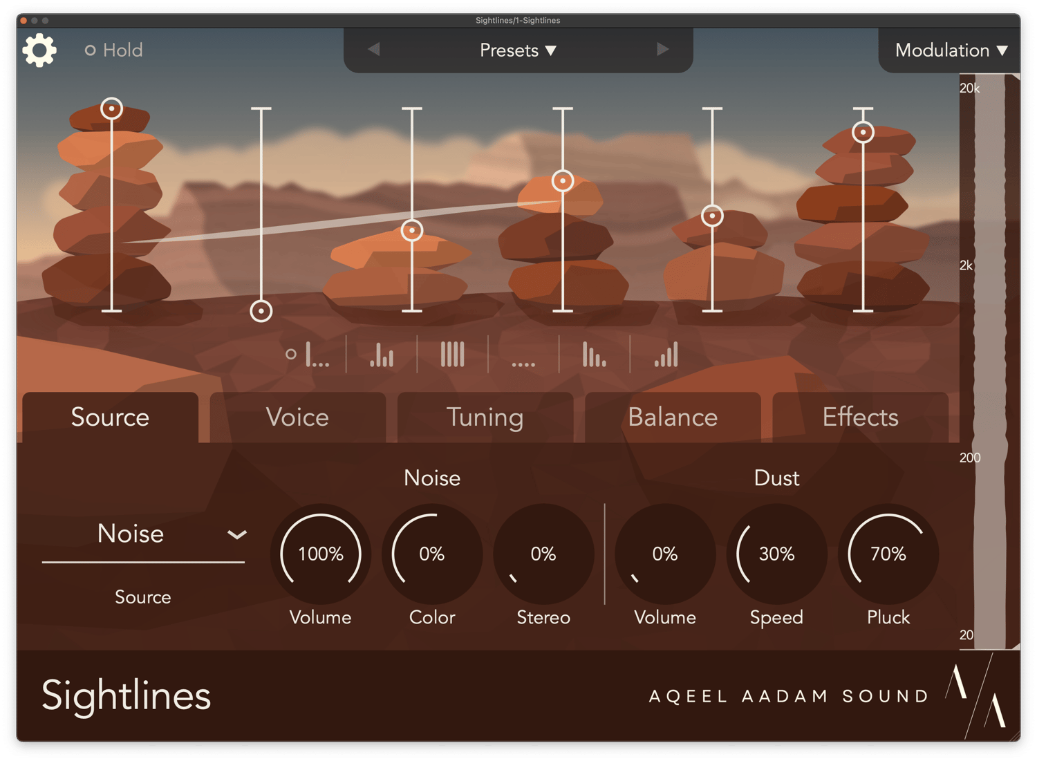 Sightlines' Source menu