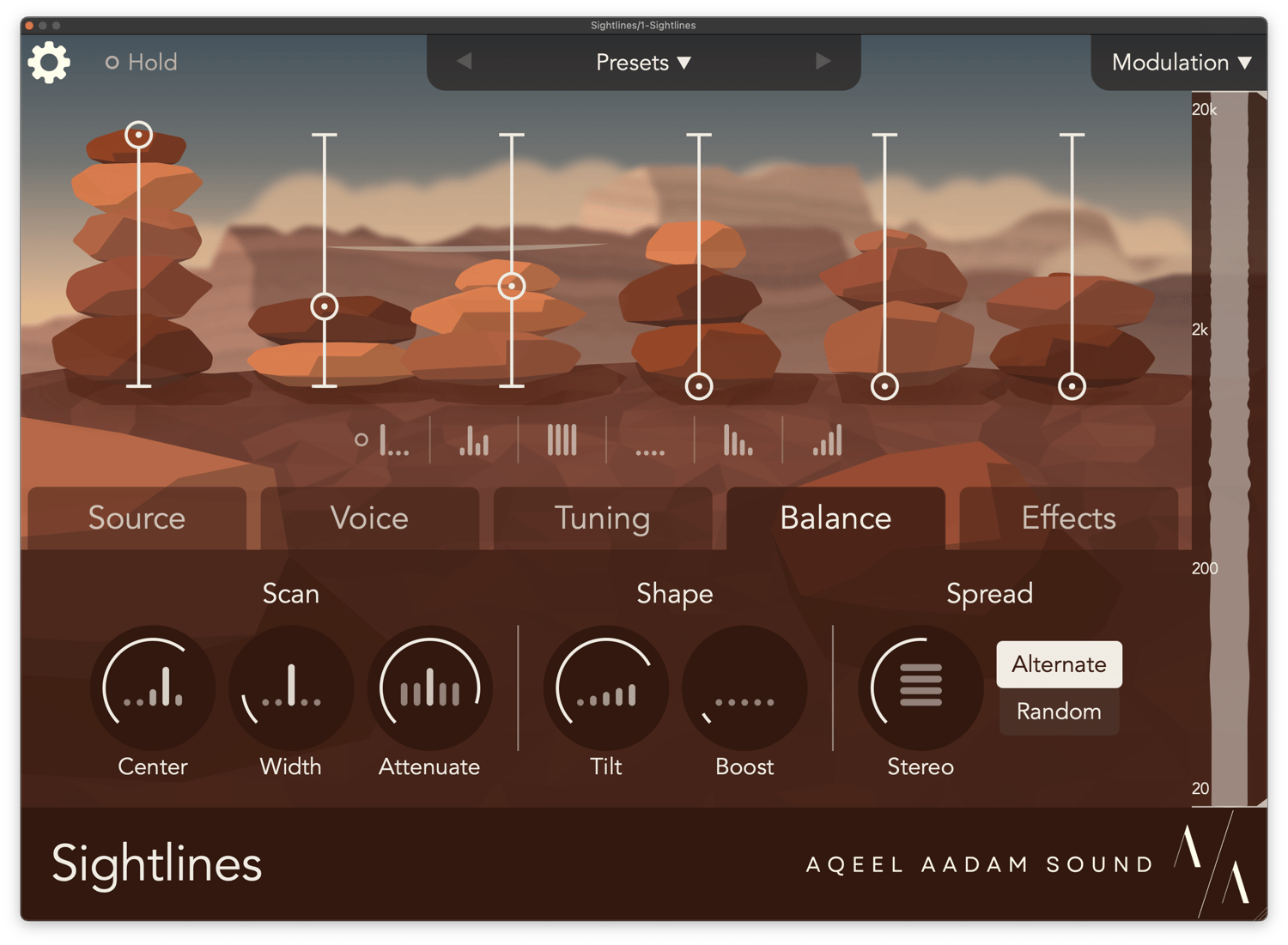 Sightlines' Balance menu
