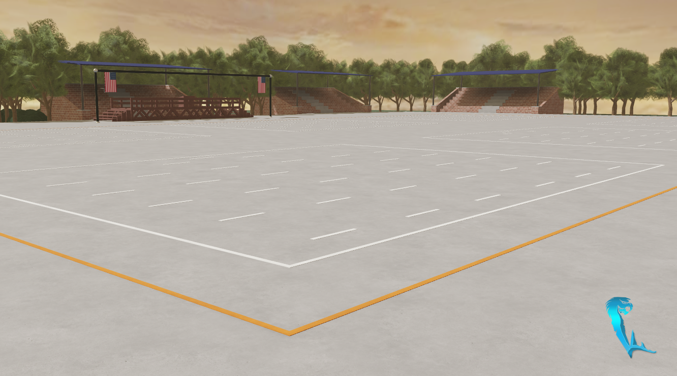 Stage and viewing area at US Army parade ground