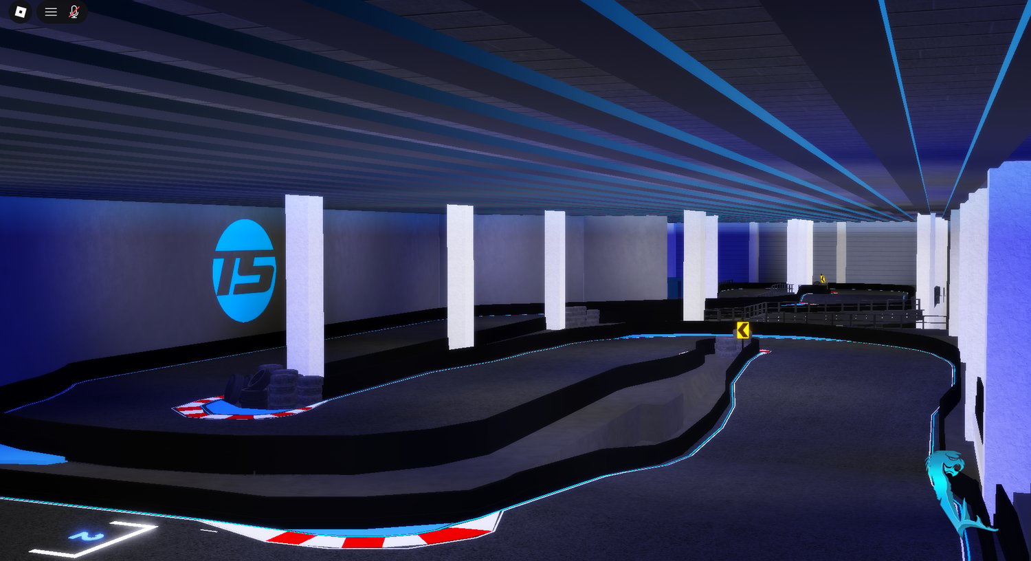 Karting podium and viewing area in Roblox