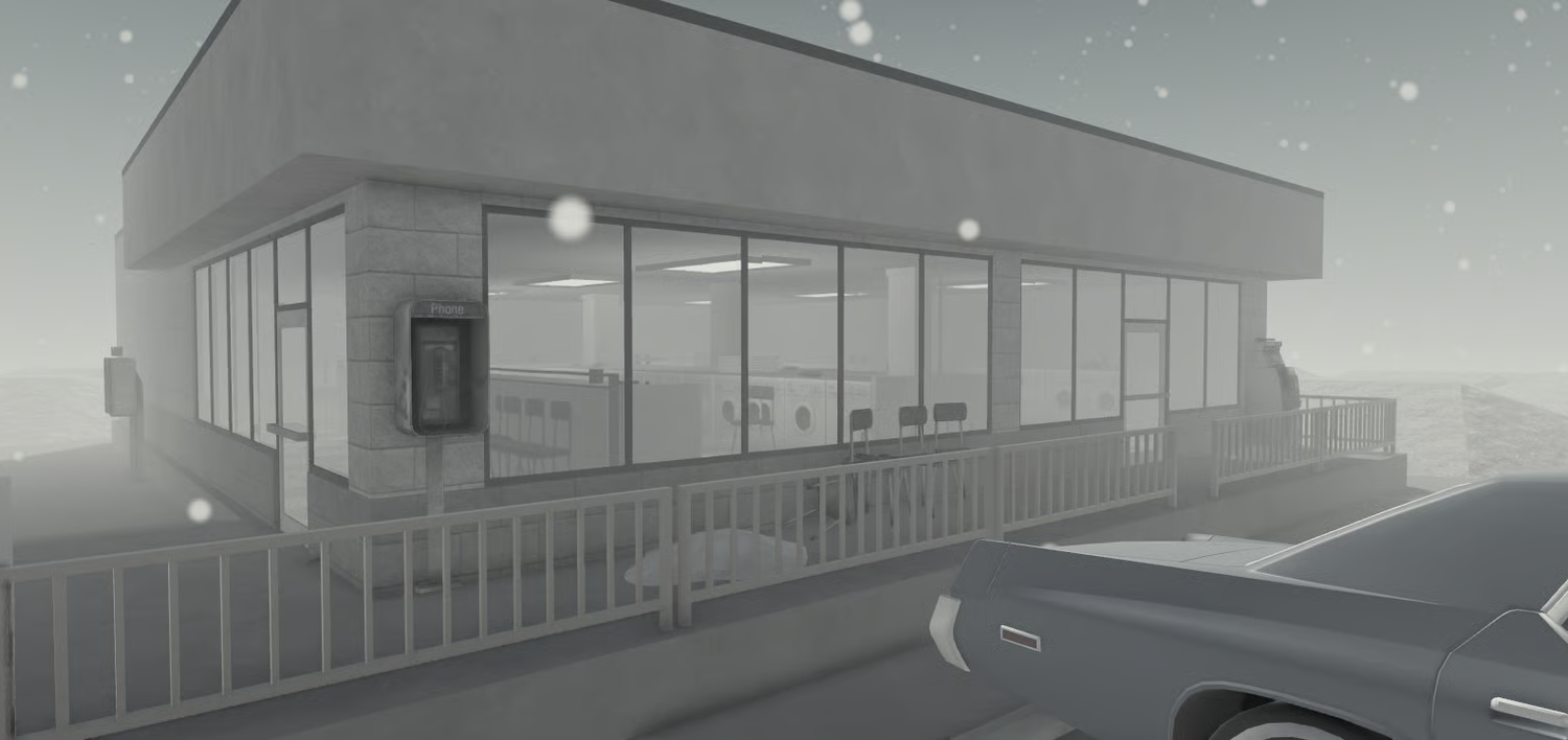 Snowfall system in detailed Roblox winter environment