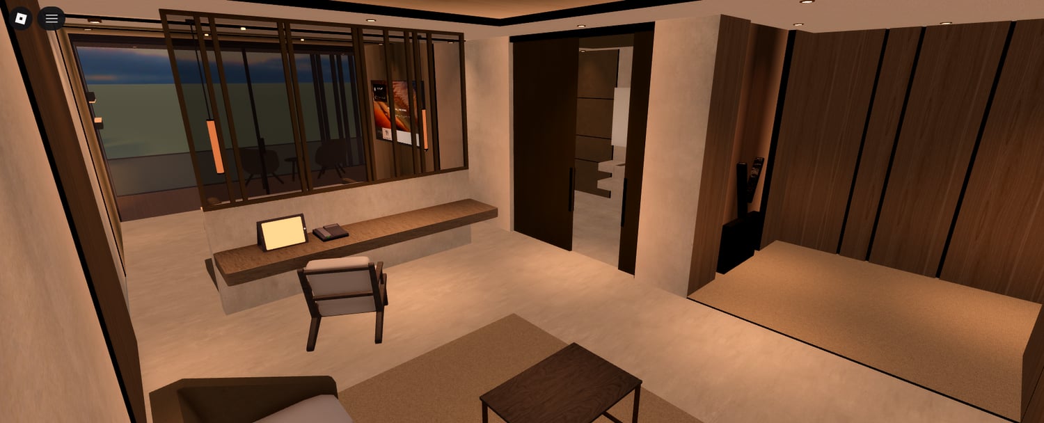 Resort bedroom and living area