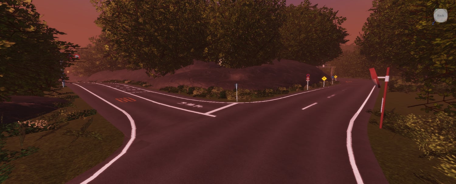 Japanese roadside area with cherry blossom trees