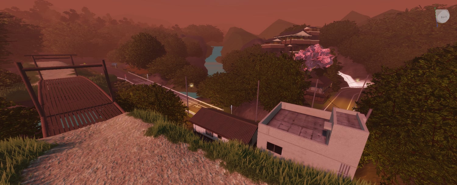 Dense forest road through the race map